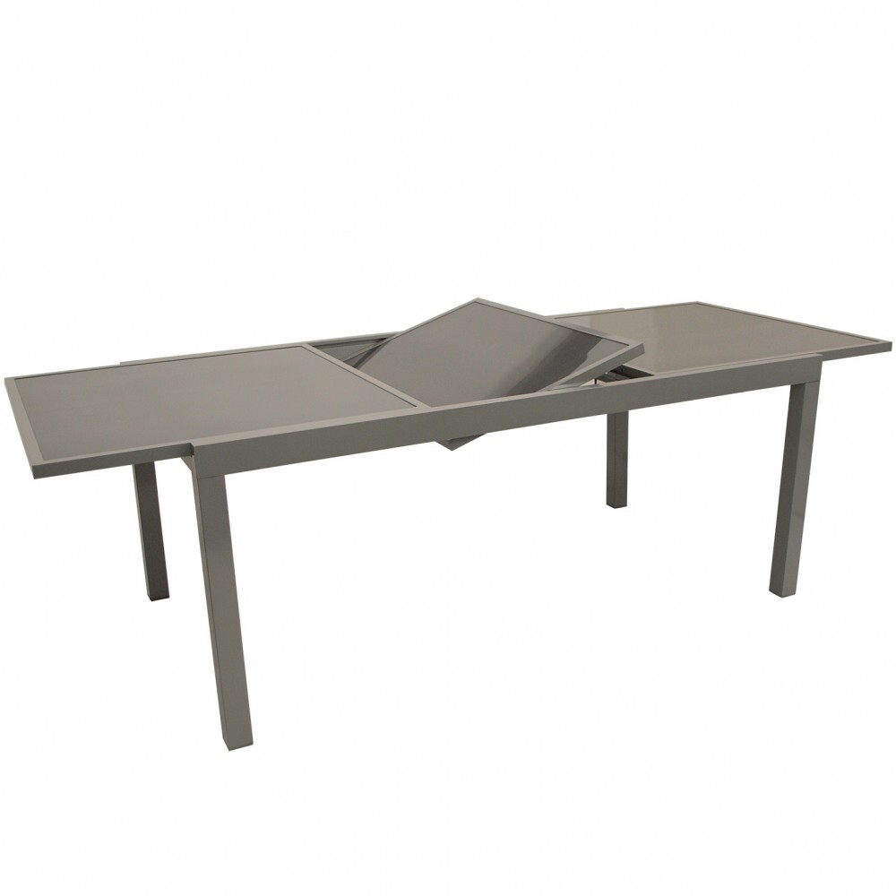 Ausziehtisch 140 bis 200x90x74 cm Aluminiumgestell und Sicherheitsglas