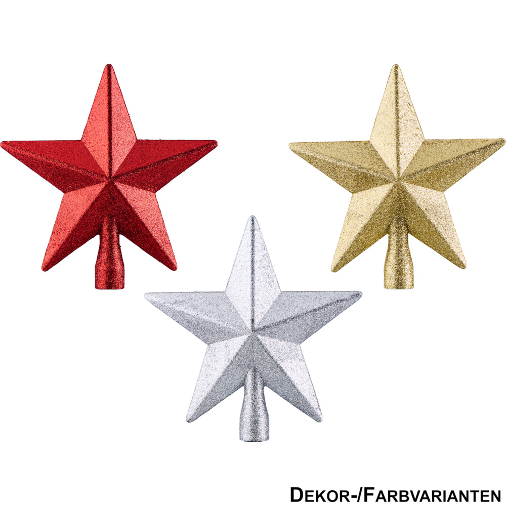 Weihnachtsbaumspitze sternf&ouml;rmig mit Glitter