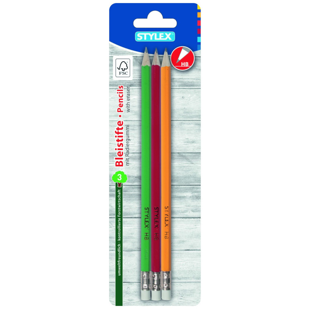 Bleistifte HB, mit Radiergummi, 3 St&uuml;ck image number 1