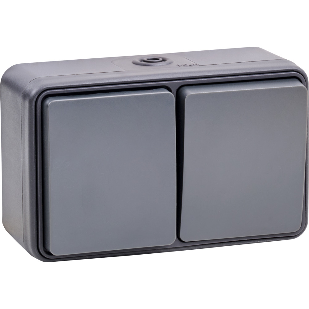 Kombi Aus-/Wechselschalter Steckdose waagerecht AP/FR anthrazit