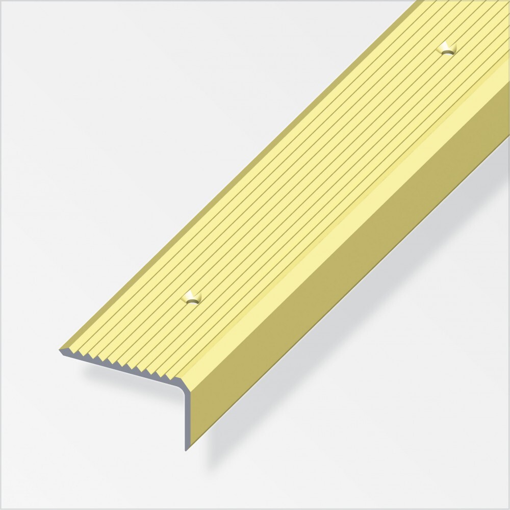 Treppen-Profil breit 100 x 4,1 x 2,3 cm messing gerillt gelocht