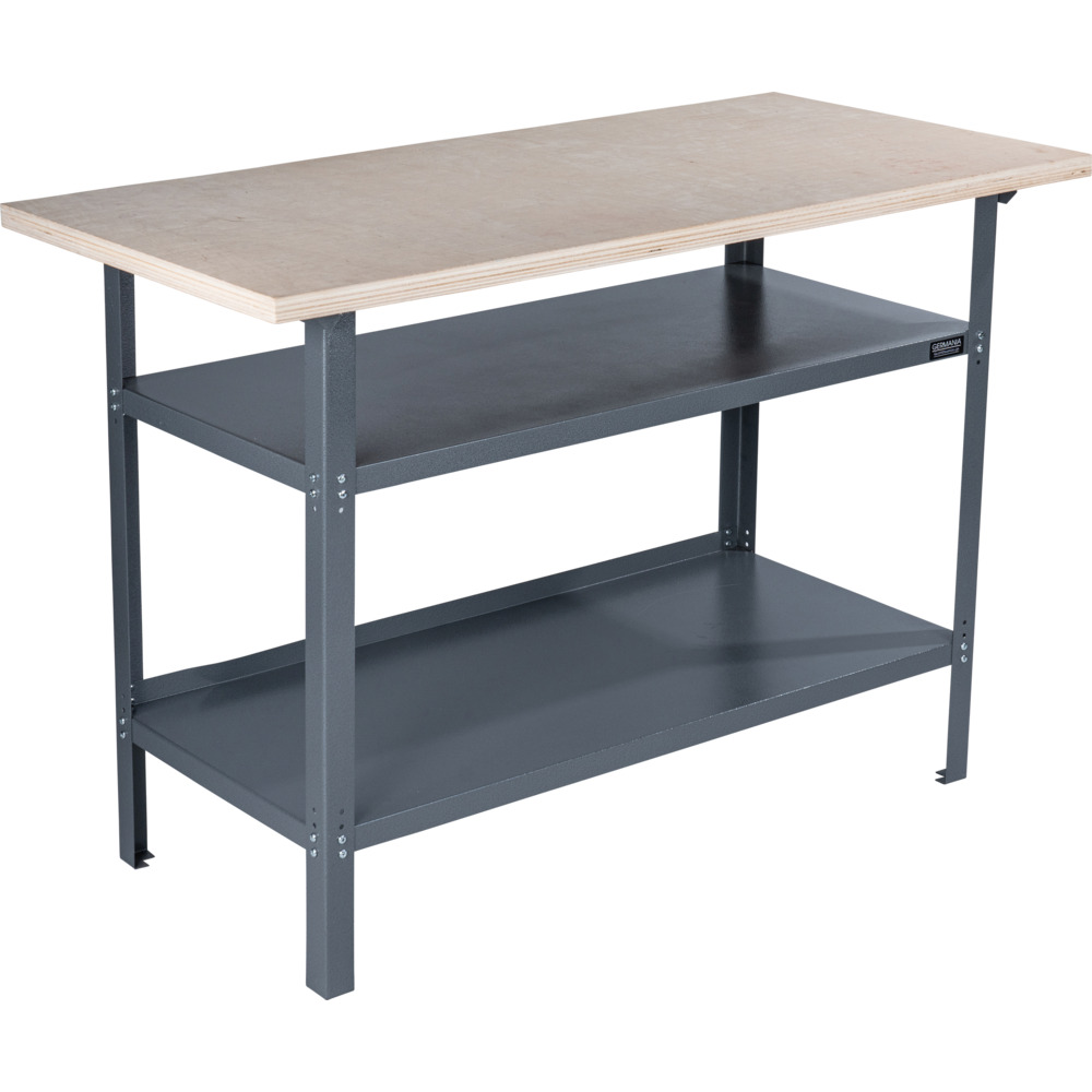 GERMANIA&reg; Werkbank mit Holzplatte und 2 Einlegeb&ouml;den