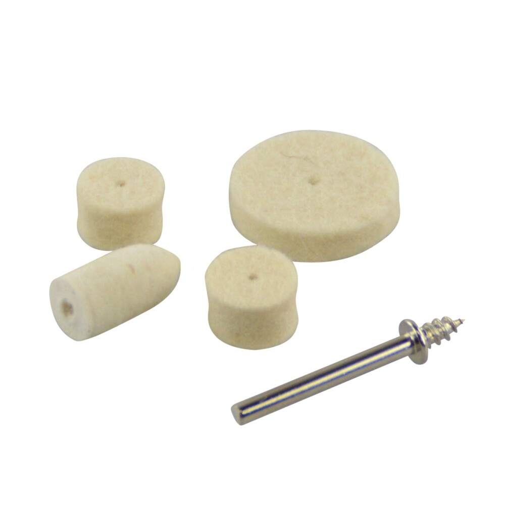 Polierscheiben Set 5tlg. Filz inklusive Aufnahmedorn Polierspitze Polierrad