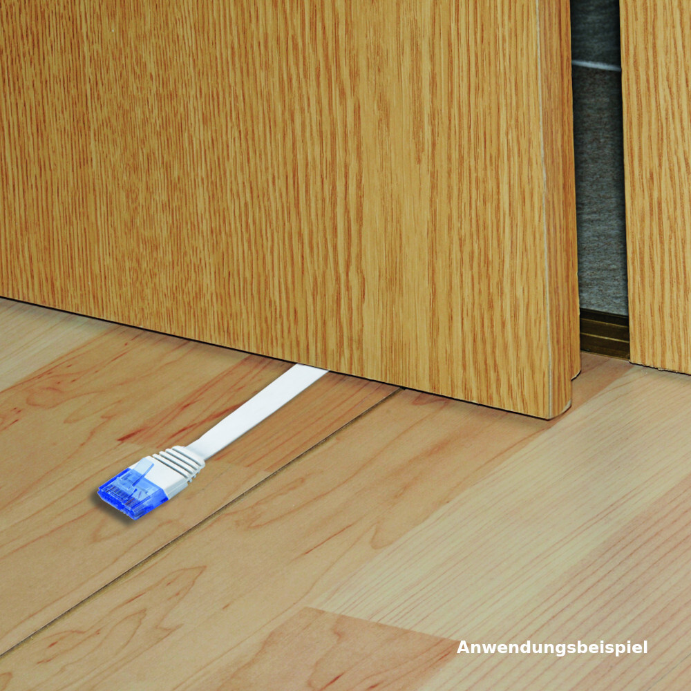 Netzwerkkabel 10 m CAT 6, UTP Flachkabel wei&szlig; mit 2 x RJ45 Steckern image number 3